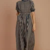 Mati Brown Striped Cotton Jumpsuit 1 Mati Brown Striped Cotton Jumpsuit -Outlet Loometta Store 163mati2 1