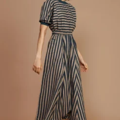 Mati Brown Striped Cotton Jumpsuit -Outlet Loometta Store 163mati2 3