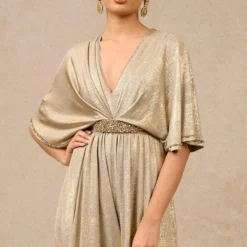 Tarun Tahiliani Oyster Flared Jumpsuit -Outlet Loometta Store 16923tt15 3