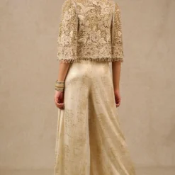 Tarun Tahiliani Gold Gara Embroidered Cape & Jumpsuit Set -Outlet Loometta Store 16923tt38 4