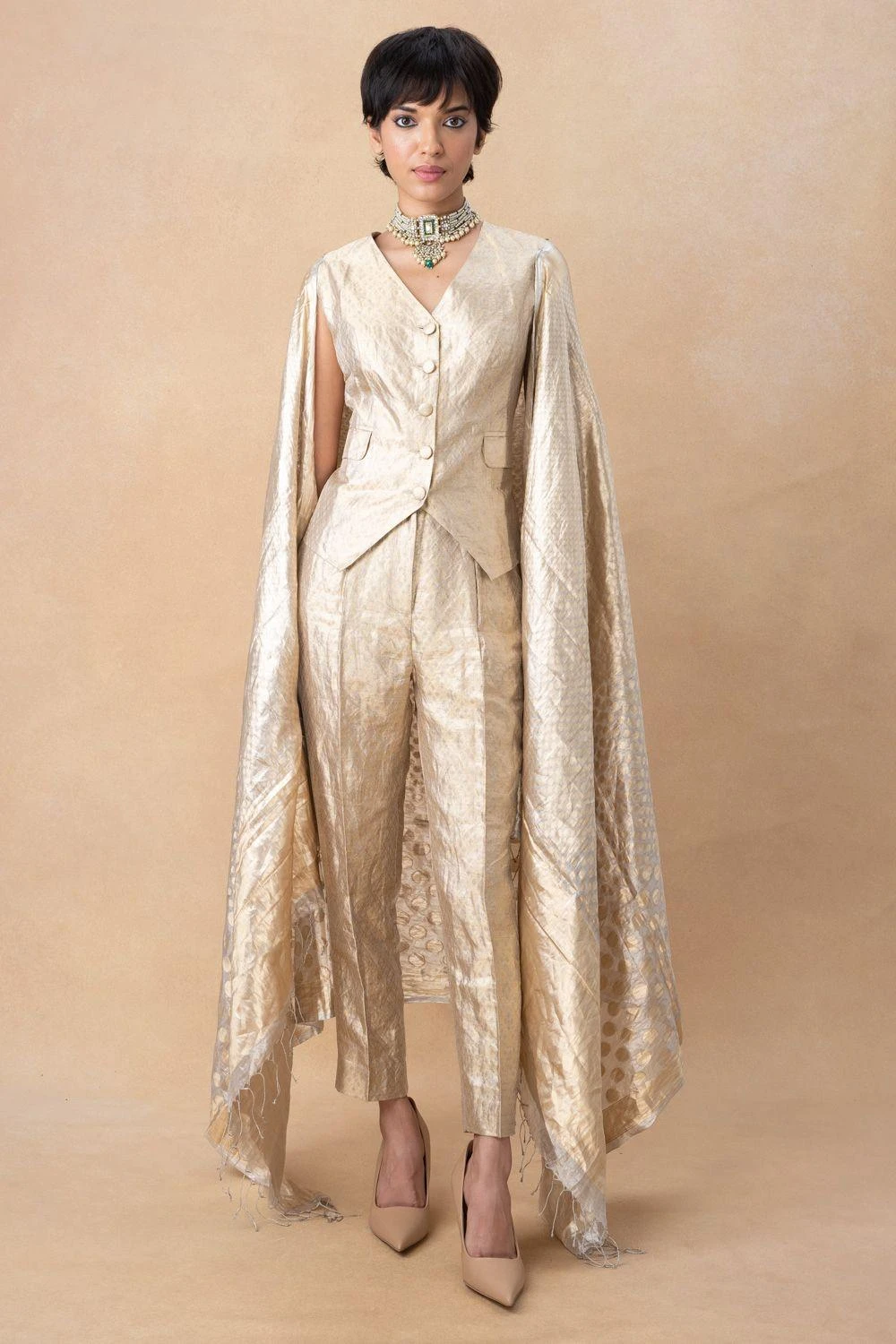 Hemang Agrawal Gold Metallic Trousers 3 Hemang Agrawal Gold Metallic Trousers