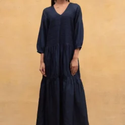 SWGT Blue Textured & Tiered Dress