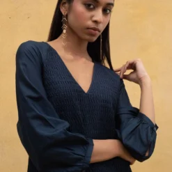 SWGT Blue Textured & Tiered Dress -Outlet Loometta Store 171sw5 4