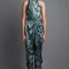 Amit Aggarwal Marbled Draped Emerald Jumpsuit -Outlet Loometta Store 172ag15 1