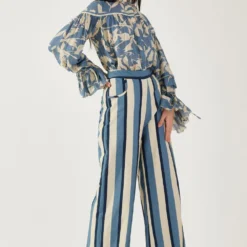 KoAi Sky Blue, Cream And Navy Stripe Pants -Outlet Loometta Store 17523ko7 2