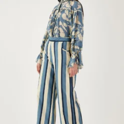 KoAi Sky Blue, Cream And Navy Stripe Pants -Outlet Loometta Store 17523ko7 3
