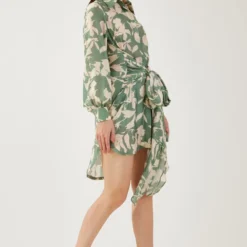 KoAi Blue And Beige Floral Wrap Shirt -Outlet Loometta Store 17723koia7 3