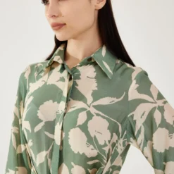 KoAi Blue And Beige Floral Wrap Shirt -Outlet Loometta Store 17723koia7 4