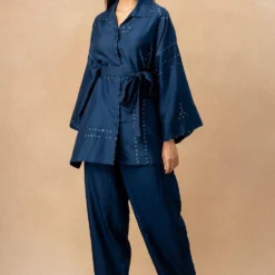 Divyam Mehta Blue Bandhani Doyat Shirt -Outlet Loometta Store 180723dm02 3