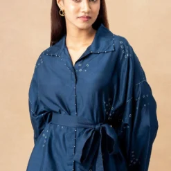 Divyam Mehta Blue Bandhani Doyat Shirt -Outlet Loometta Store 180723dm02 4