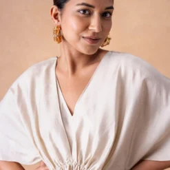 431-88 By Shweta Kapur Radiant Ivory Silk Draped Jumpsuit -Outlet Loometta Store 181244318801 4