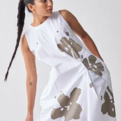 Three White & Grey Sleeveless Asymmetric Dress 14 Three White & Grey Sleeveless Asymmetric Dress -Outlet Loometta Store 18223td9 6