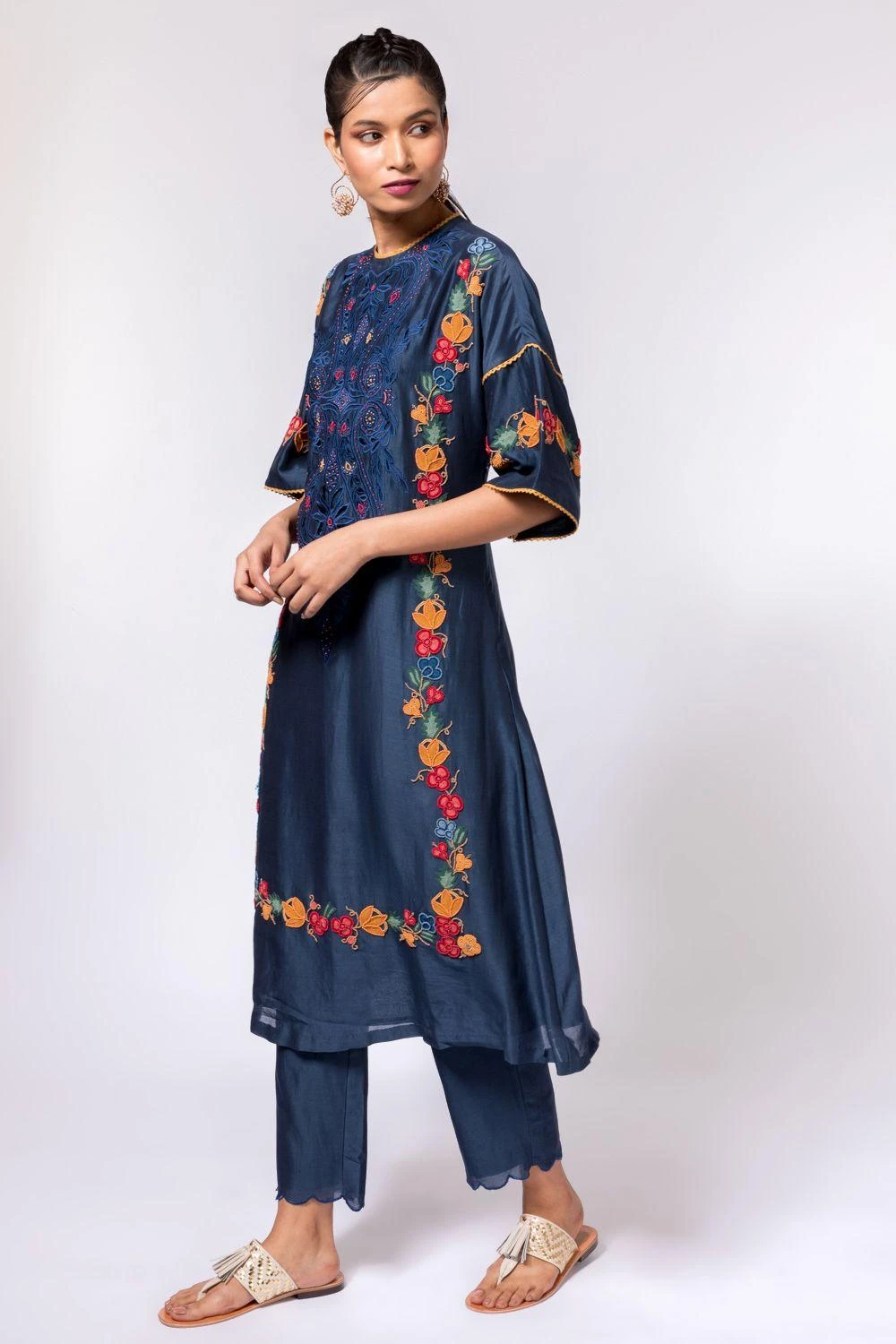 Chandrima Navy Blue Chanderi Pants 4 Chandrima Navy Blue Chanderi Pants - Image 2