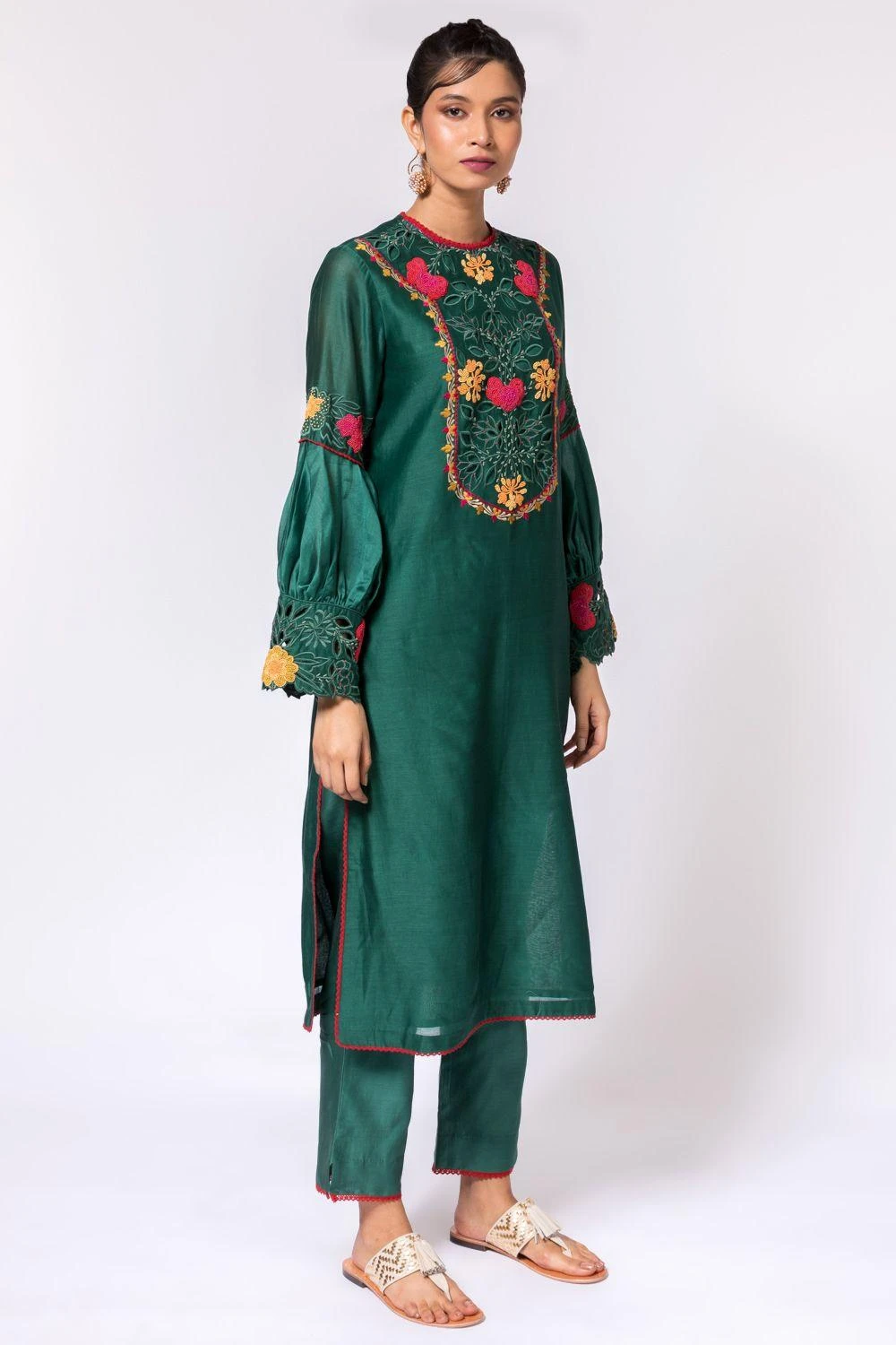 Chandrima Emerald Green Chanderi Pants 3 Chandrima Emerald Green Chanderi Pants