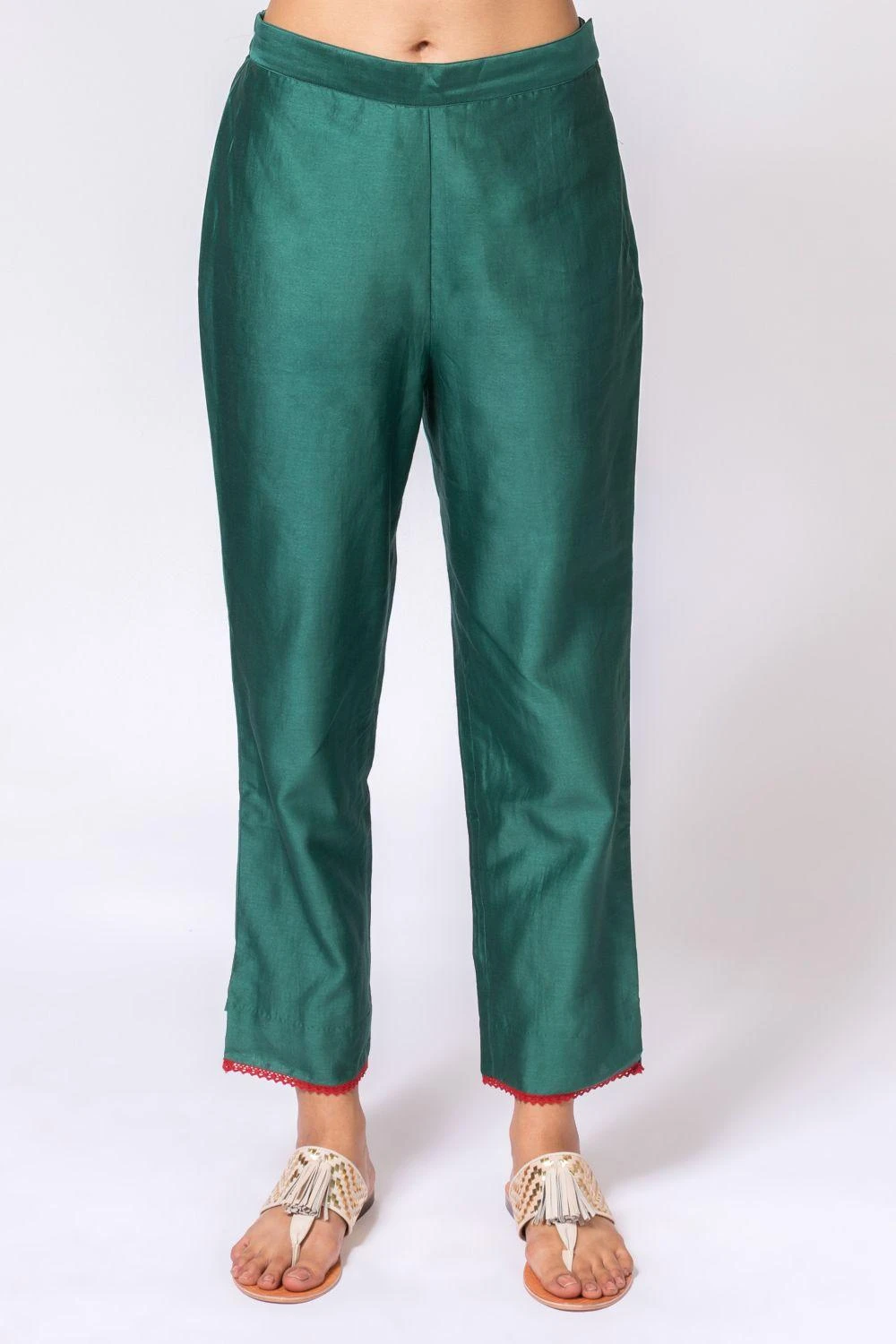 Chandrima Emerald Green Chanderi Pants 4 Chandrima Emerald Green Chanderi Pants - Image 2