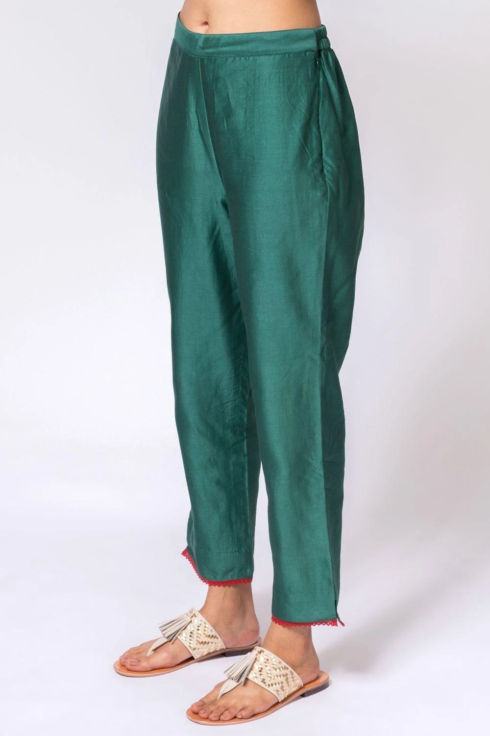 Chandrima Emerald Green Chanderi Pants 5 Chandrima Emerald Green Chanderi Pants - Image 3
