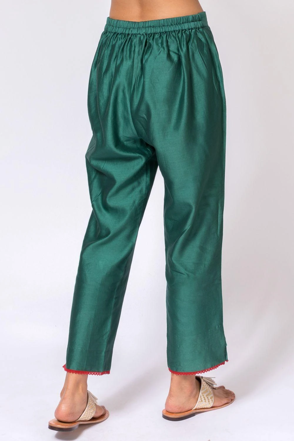 Chandrima Emerald Green Chanderi Pants 6 Chandrima Emerald Green Chanderi Pants - Image 4