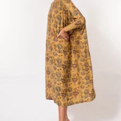 Divya Sheth Mustard Hand-block Printed Kaftan -Outlet Loometta Store 184dy18 3