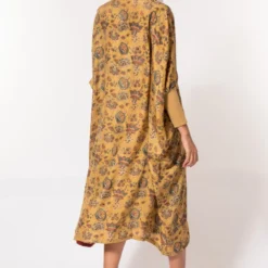 Divya Sheth Mustard Hand-block Printed Kaftan -Outlet Loometta Store 184dy18 5