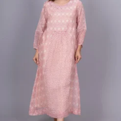 Meghna Panchmatia Salmon Pink Bandhani Dress
