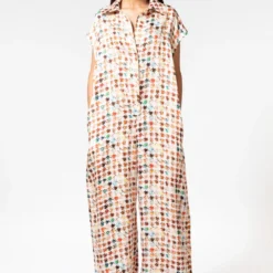 Inca Houndstooth Linen Satin Jumpsuit
