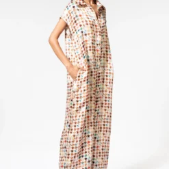 Inca Houndstooth Linen Satin Jumpsuit -Outlet Loometta Store 1911inca33 3