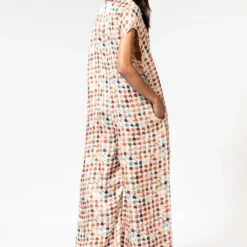 Inca Houndstooth Linen Satin Jumpsuit -Outlet Loometta Store 1911inca33 4