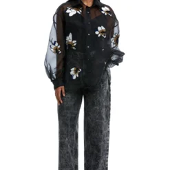 Kanika Goyal Label Clover Scatter Embellished Organza Shirt