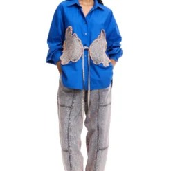 Kanika Goyal Label Warped Vine Denim AppliquÒ Shirt