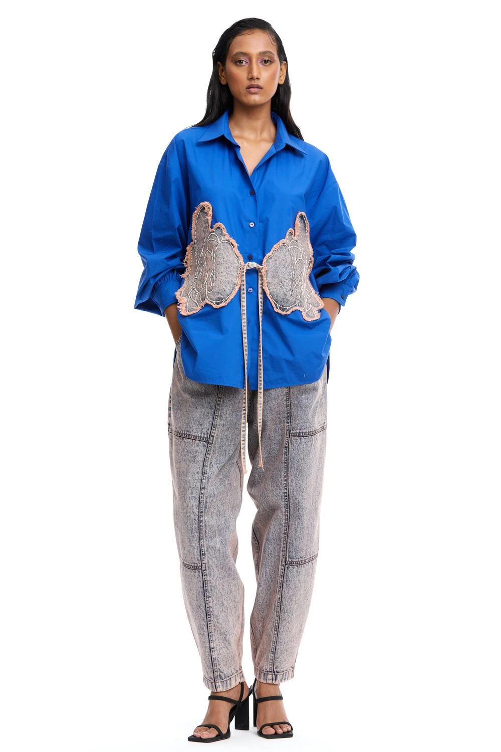 Kanika Goyal Label Warped Vine Denim AppliquÒ Shirt 3 Kanika Goyal Label Warped Vine Denim AppliquÒ Shirt