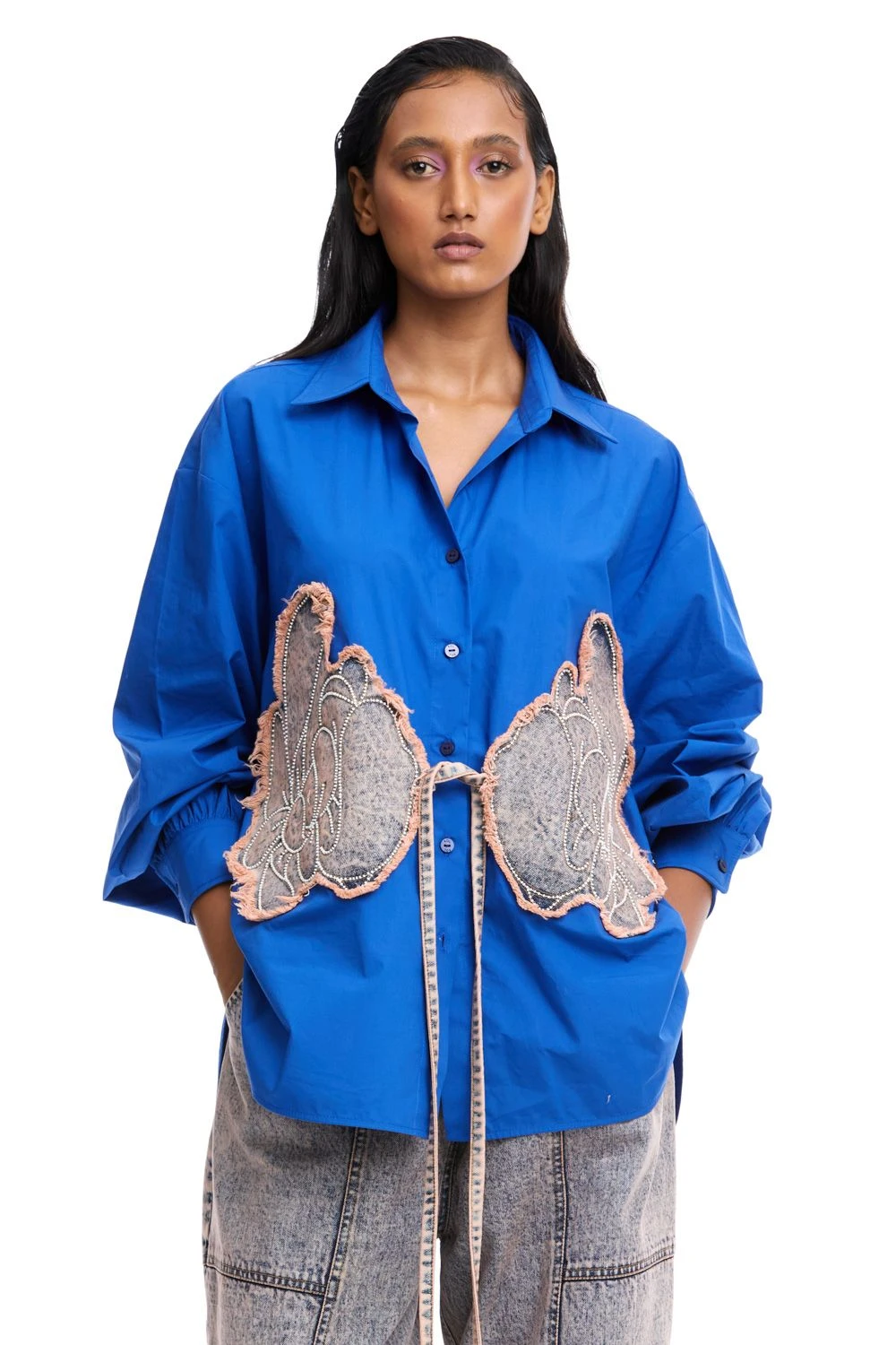 Kanika Goyal Label Warped Vine Denim AppliquÒ Shirt 6 Kanika Goyal Label Warped Vine Denim AppliquÒ Shirt - Image 4