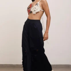 AK-OK By Anamika Khanna Black Broad Pants With Deconstructed Details -Outlet Loometta Store 19523ak23 3