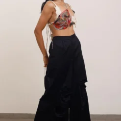 AK-OK By Anamika Khanna Black Broad Pants With Deconstructed Details -Outlet Loometta Store 19523ak23 5