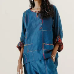 Sunira Designs Blue High Low Mool Top 10 Sunira Designs Blue High Low Mool Top -Outlet Loometta Store 197sun21 3