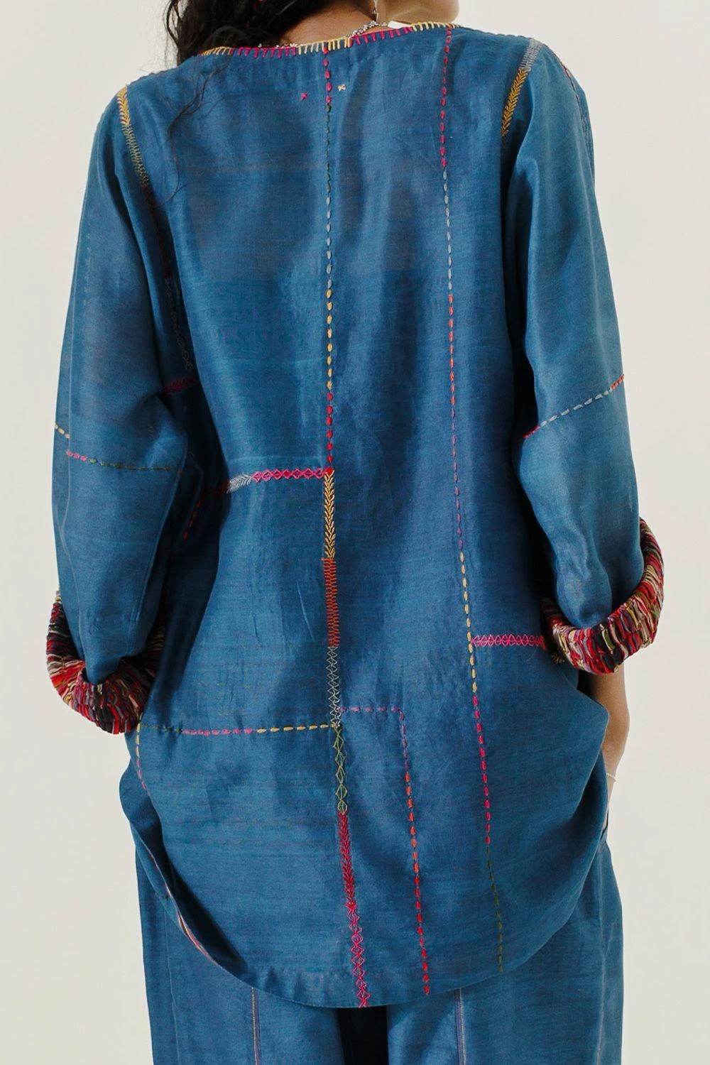 Sunira Designs Blue High Low Mool Top 7 Sunira Designs Blue High Low Mool Top - Image 5