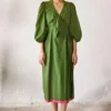 Khara Kapas Dark Green Mul Dress -Outlet Loometta Store 19923kk12 1