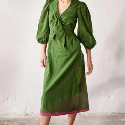 Khara Kapas Dark Green Mul Dress -Outlet Loometta Store 19923kk12 3