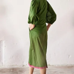 Khara Kapas Dark Green Mul Dress -Outlet Loometta Store 19923kk12 4