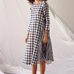 Khara Kapas Black And White Checkered Dress -Outlet Loometta Store 19923kk23 3