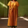 Khara Kapas Orange Dip Dyed Midi Dress -Outlet Loometta Store 19923kk36 1
