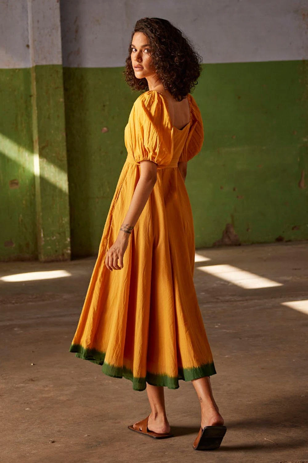 Khara Kapas Orange Dip Dyed Midi Dress 7 Khara Kapas Orange Dip Dyed Midi Dress - Image 5