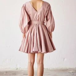 Khara Kapas Primrose Pink Poplin Dress 11 Khara Kapas Primrose Pink Poplin Dress -Outlet Loometta Store 19923kk51 5