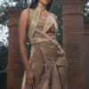 Abhishek Sharma Off-shoulder Textured Metallic Draped Dress -Outlet Loometta Store 1 47