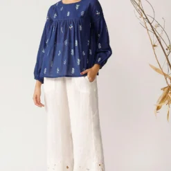 Payal Pratap Navy Blue Embroidered Top