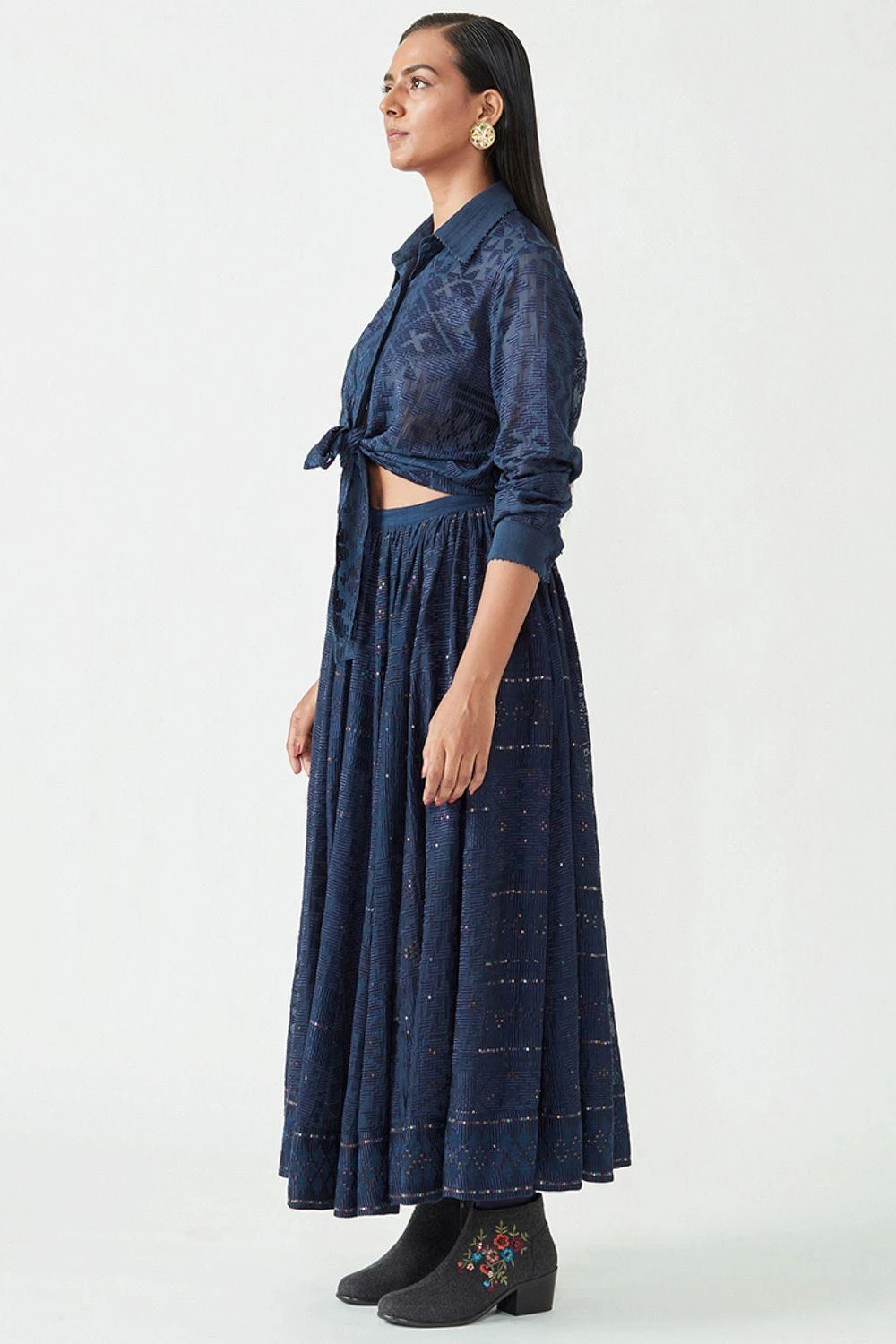 Payal Pratap Front Knotted Navy Shirt 4 Payal Pratap Front Knotted Navy Shirt - Image 2