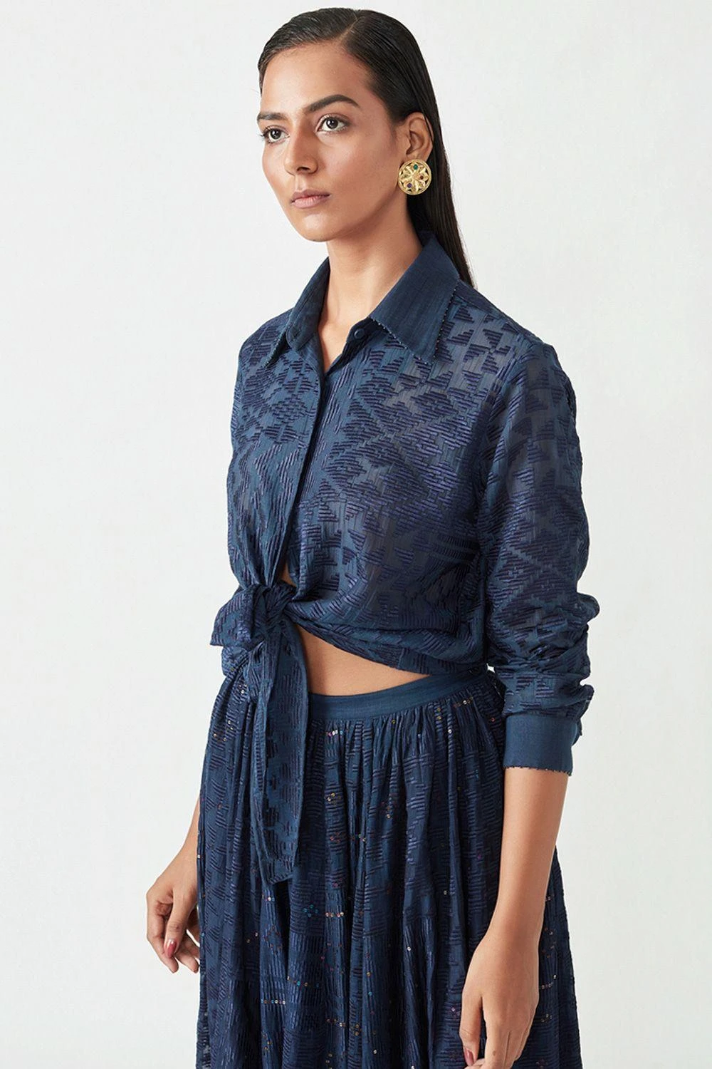 Payal Pratap Front Knotted Navy Shirt 6 Payal Pratap Front Knotted Navy Shirt - Image 4