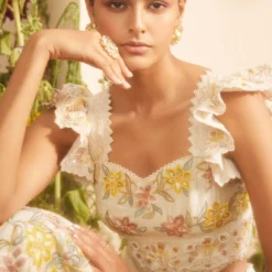 Chandrima Ivory Multi Pastel Beadwork Bustier -Outlet Loometta Store 20032023ca02 3