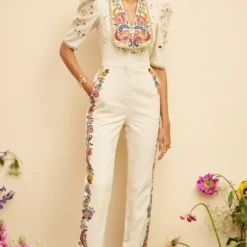 Chandrima Ivory Threadwork And Cutwork Jumpsuit