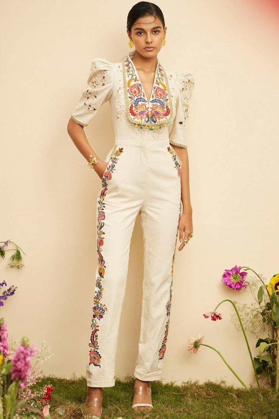 Chandrima Ivory Threadwork And Cutwork Jumpsuit 3 Chandrima Ivory Threadwork And Cutwork Jumpsuit