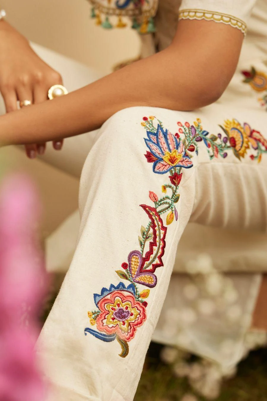 Chandrima Ivory Threadwork And Cutwork Jumpsuit 4 Chandrima Ivory Threadwork And Cutwork Jumpsuit - Image 2